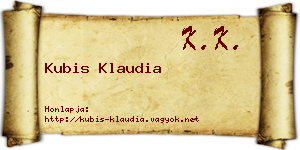 Kubis Klaudia névjegykártya